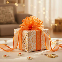 Ruban satin organza orange – 25 mm de largeur (prix au mètre)