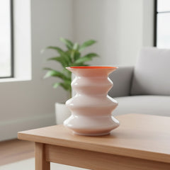 Vase Herstal Neya – Vase en verre blanc/orange, H 19,5 cm
