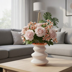 Vase Herstal Neya – Vase en verre blanc/orange, H 19,5 cm