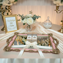 Verlobungstablett „Rose Glanz“ – Vintage-Design in Rosé & Gold (39x25 cm)