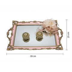 Verlobungstablett mit Ringhalter – Vintage-Design in Rosa & Gold (39x25cm)